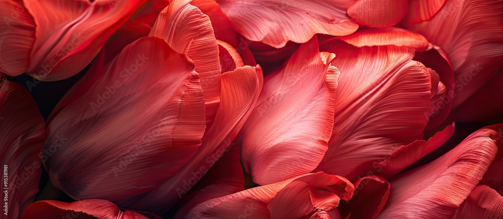 Poster Red tulips Close up Macro Festive card Festive background. with copy space image. Place for adding text or design