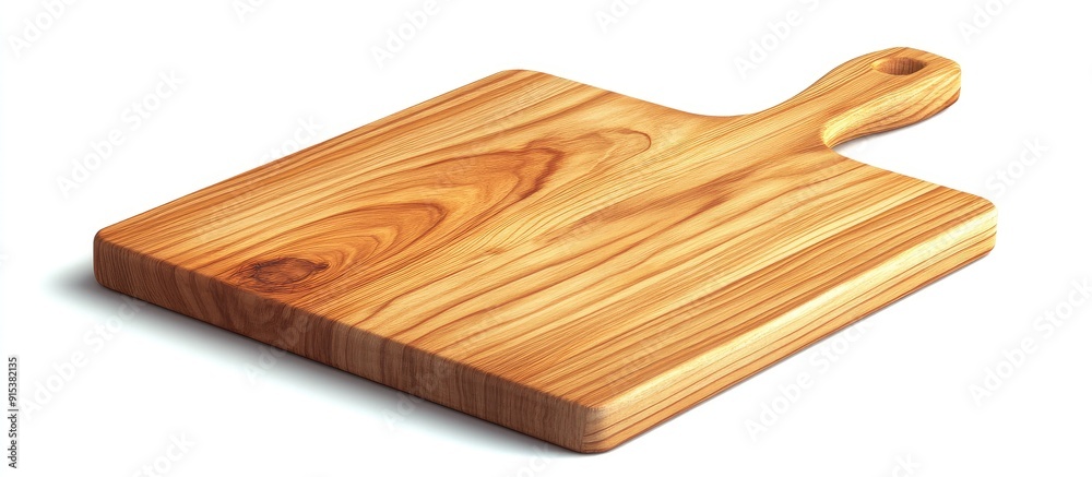 Leinwandbilder light wooden cutting board set against a white background. with copy space image. place for adding t