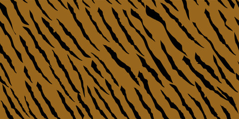 Brown Jungle Zebra. Black Tropical Skin. Wild Tropical Background. Black Cute Tiger. Abstract Vector Pattern. African Animal Paint. Orange Grunge. Exotic Chic Texture. Vector Texture. Stripe Pattern