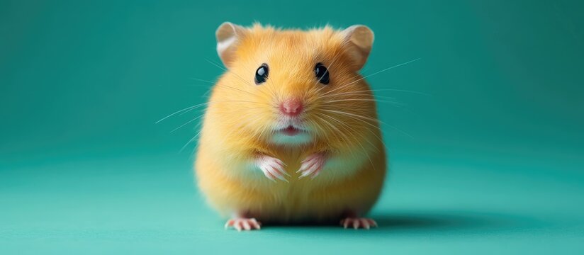 Close up of a dwarf hamster against a yellow and green background. with copy space image. Place for adding text or design