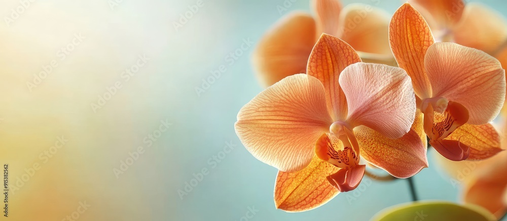 Aufkleber stunning orange orchid phalaenopsis. with copy space image. place for adding text or design