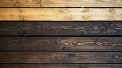 Obraz premium Detailed wooden plank board background in light and dark brown, highlighting the natural textures and warmth of wood.