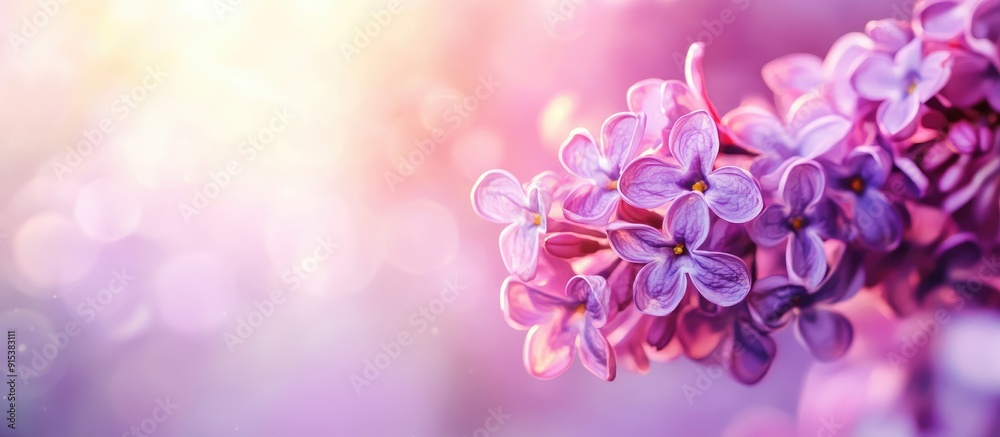 Fototapete lilac flower backgrounds macro shot of spring lilac violet flowers illuminated by sunlight creating 