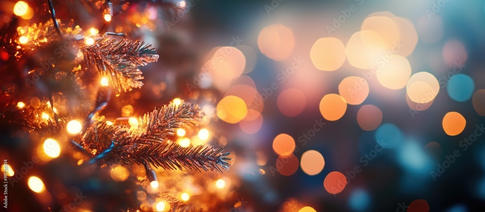 Poster glittering christmas lights for the festive season blurred abstract background featuring bokeh copys