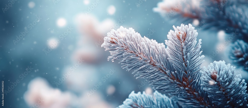 Poster winter snowy pine christmas tree scenery fir branches adorned with hoar frost create a wonderland th