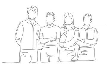 A mutually solid community. Community concept one-line drawing