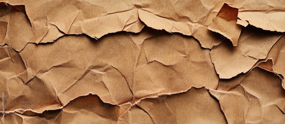 Fototapete close up texture of brown cardboard paper serving as a paper background. with copy space image. plac