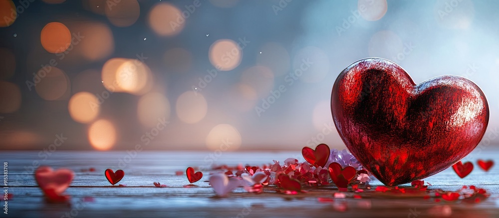 Aufkleber Valentine s Day backdrop featuring a heart. with copy space image. Place for adding text or design