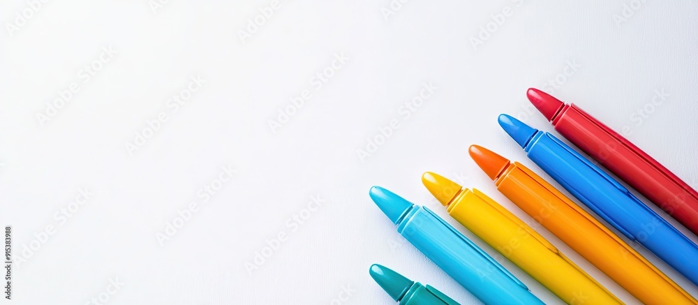 Aufkleber Multi colored felt tip pens on a white background. with copy space image. Place for adding text or design