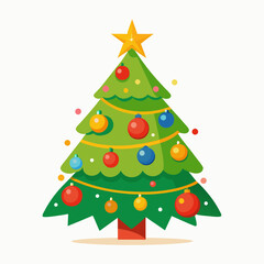 Obraz premium Beautiful colorful Christmas tree. Minimalist flat vector isolated