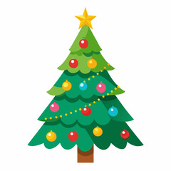 Obraz premium Beautiful colorful Christmas tree. Minimalist flat vector isolated