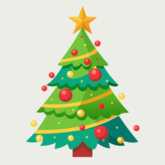 Obraz premium Beautiful colorful Christmas tree. Minimalist flat vector isolated