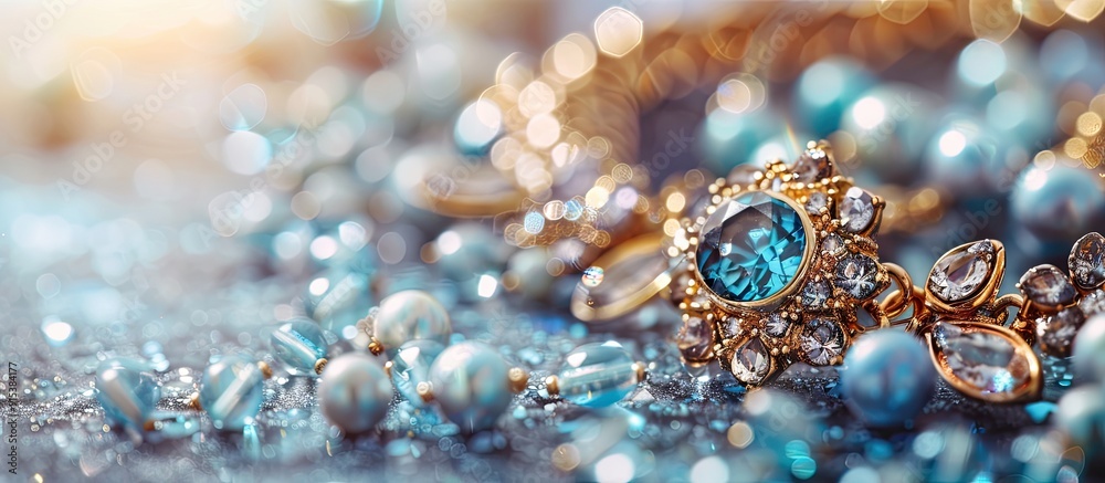 Poster jewelry set against natural backgrounds as an idea. with copy space image. place for adding text or 