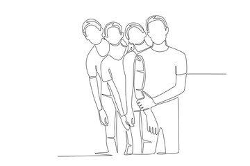 Youth community. Community concept one-line drawing