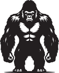 Gorilla Silhouette isolated on white background Minimalist gorilla vector shape