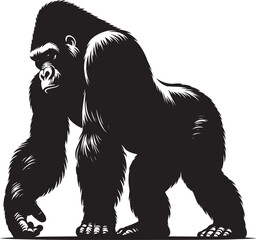 Gorilla Silhouette isolated on white background Minimalist gorilla vector shape © Md Hasan