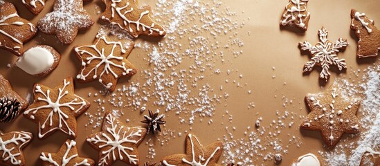 gingerbread holiday spirit Christmas happy new year top food backdrop copyspace