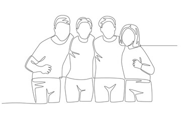 A community that shares passion. Community concept one-line drawing