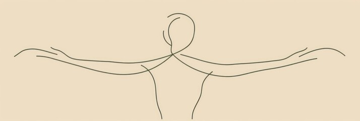 Minimalist Line Drawing of a Person with Arms Outstretched.