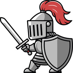 cartoon knight with sword and shield