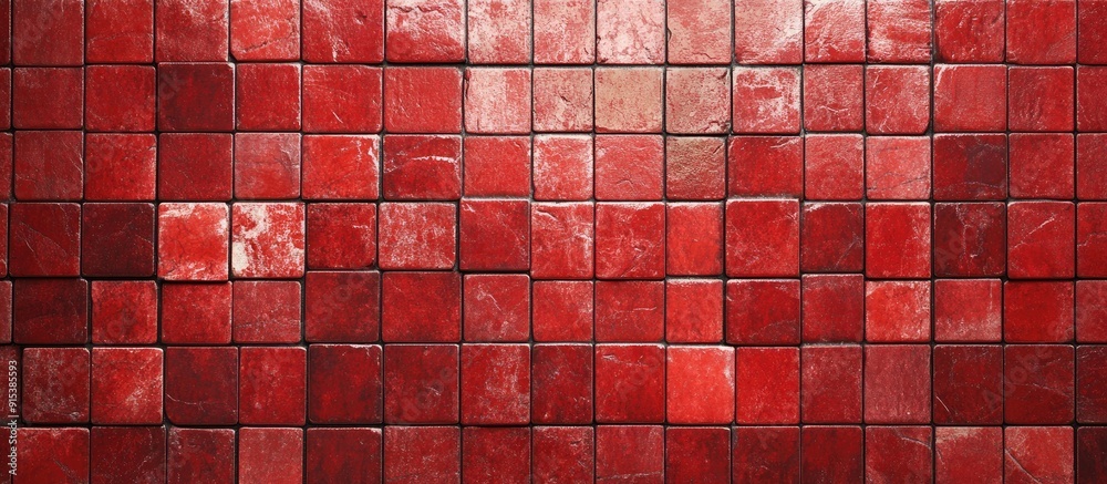 Aufkleber Red mosaic wall texture suitable for use as a background. with copy space image. Place for adding text or design