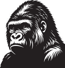 Gorilla Silhouette isolated on white background Minimalist gorilla vector shape
