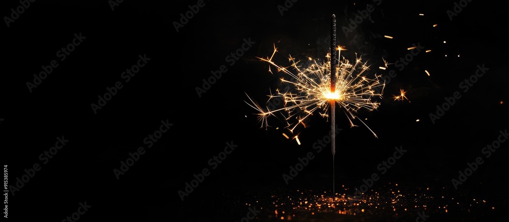 Poster christmas sparkler against a black background bengal fire. with copy space image. place for adding t