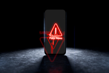 Fake news concept on phone screen. Dictators' weapons. Spreading disinformation in the state....