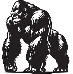 Gorilla Silhouette isolated on white background Minimalist gorilla vector shape