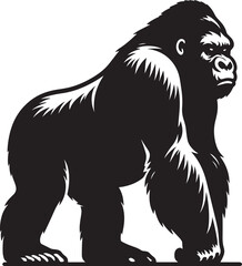 Gorilla Silhouette isolated on white background Minimalist gorilla vector shape