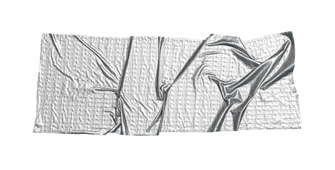 Gray vinyl scotch tape transparent. Torn horizontal silver grey sticky tape, adhesive piece