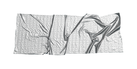 Gray vinyl scotch tape transparent. Torn horizontal silver grey sticky tape, adhesive piece