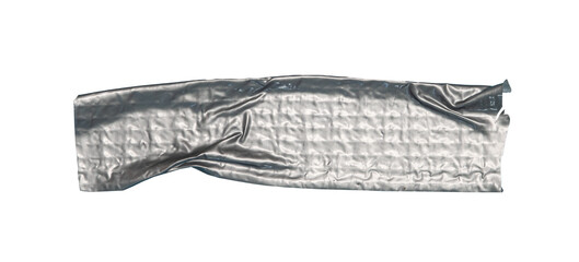 Gray vinyl scotch tape transparent. Torn horizontal silver grey sticky tape, adhesive piece