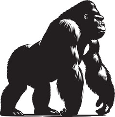 Gorilla Silhouette isolated on white background Minimalist gorilla vector shape © Md Hasan