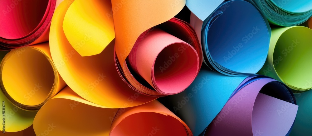Aufkleber Colorful papers are assembled together A background featuring various colors Papers intended for paper crafts or origami. with copy space image. Place for adding text or design