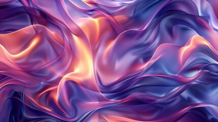 Fototapeta premium Vibrant swirls of fabric in purple and orange create a dynamic visual effect, illuminated in an artistic arrangement