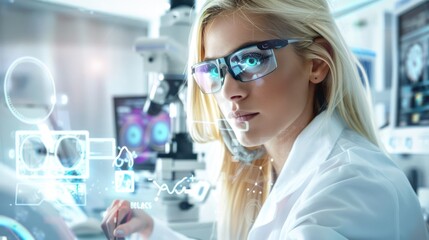 Female Scientist with Futuristic Glasses