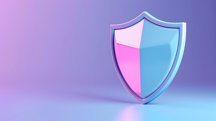 Colorful shield icon representing security and protection on a gradient purple and blue background. Modern design concept for data safety.