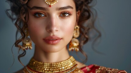 A woman with gold earrings