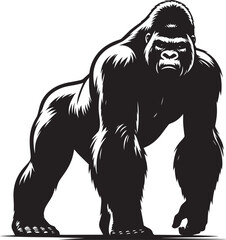 Gorilla Silhouette isolated on white background Minimalist gorilla vector shape