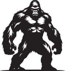 Gorilla Silhouette isolated on white background Minimalist gorilla vector shape