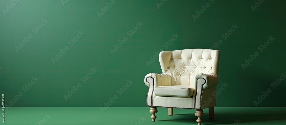 Aufkleber Comfortable chair on a green backdrop. with copy space image. Place for adding text or design