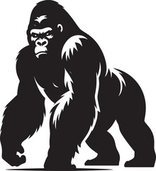 Gorilla Silhouette isolated on white background Minimalist gorilla vector shape
