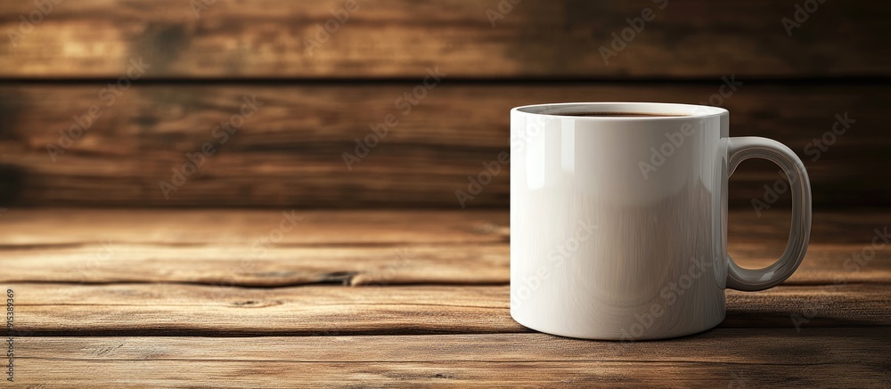 Leinwandbilder coffee mug on wooden surface. with copy space image. place for adding text or design