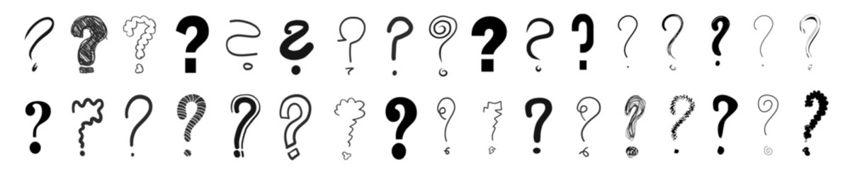 Question marks question signs vector graphic illustration hand drawings in high resolution