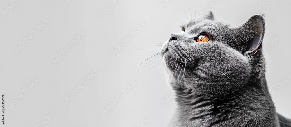 Aufkleber a gray cat on a neutral background with copy space world cat day