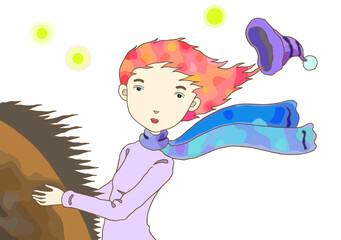 レディースイラスト - 乗馬・鬣・馬・疾走・風