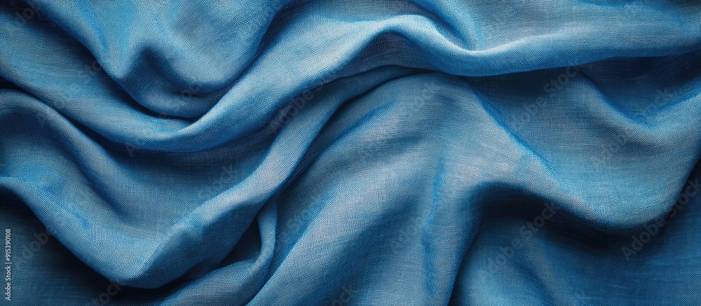 Aufkleber fabric texture close up of a blue cotton patterned background with copyspace for text decoration