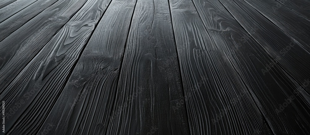 Poster wooden table surface background of black boards. with copy space image. Place for adding text or design