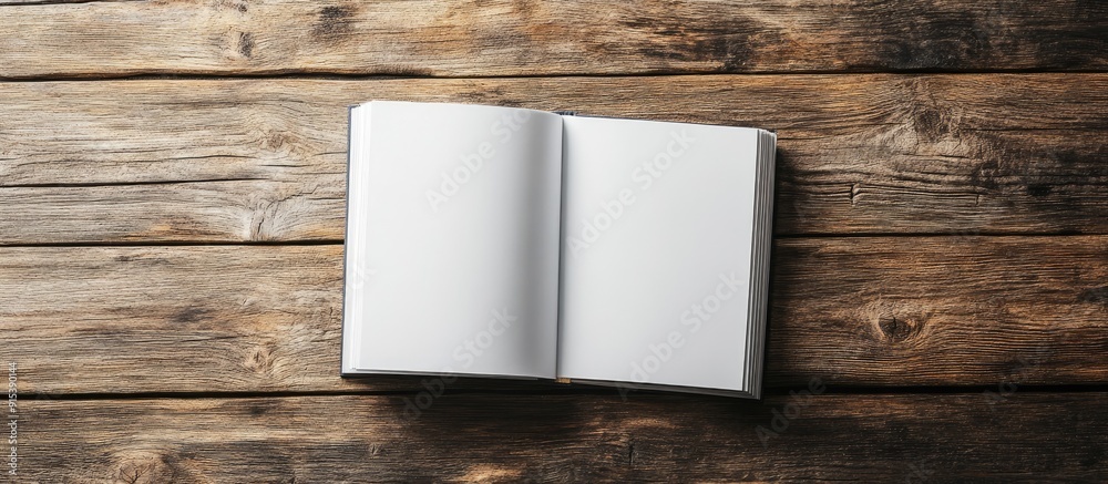 Poster Blank catalog brochure magazines and book mockup on a wooden background. with copy space image. Place for adding text or design